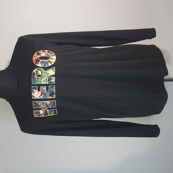 Justice League Unlimited DC Comics Black Long Sleeve Hero Shirt Size Large - Picture 1 of 6